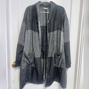 Eileen Fisher 
Color-Block Shawl Collar Lagenlook Jacket One Size $258